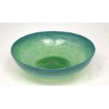 A Monart turquoise ground glass bowl, diameter 32.5cm.