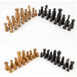 A 19th century French ebony and boxwood "Regence" pattern chess set and a 19th century English