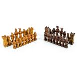 A WWII German prisoner of war chess set with board, boxed, height of king 8.5cm.