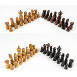 A set of 19th century English ebony and boxwood St George pattern chess pieces, height of king 9.