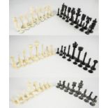 A set of early 20th century Indian ivory Staunton pattern chess pieces,