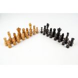 A set of 19th century ebony and boxwood St George pattern chess pieces, height of king 7.2cm.