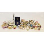 A collection of Halcyon Days enamel predominantly Christmas related trinket boxes, boxed,