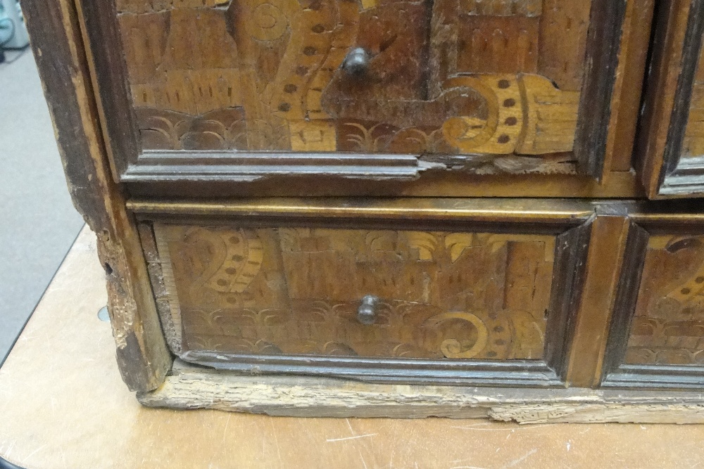 An 18th century Continental pine and inlaid travelling cabinet, - Image 5 of 6