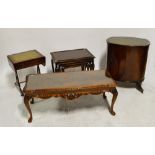 A reproduction nest of tables, small sofa table,