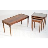 A nest of three shaped rectangular occasional tables on fluted legs, the largest 52 x 40cm,