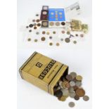 A quantity of British and world coins including 1983 uncirculated quality coinage, cartwheel penny,