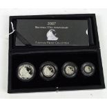 A cased set of 2007 Britannia 20th Anniversary Collection platinum proof coins, comprising £100,