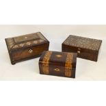 A late Victorian walnut and inlaid workbox,