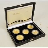 A cased 2006 Britannia Golden Silhouette Collection silver proof five coin set,