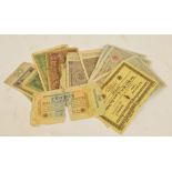 A collection of predominantly early 20th century German banknotes including 50DM, 1,000,000,