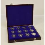 A cased set of twelve 2003 coronation anniversary silver proof 50p coins.