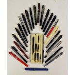 A collection of various vintage fountain pens to include Sheaffer, Burnham, Osmiroid and Parker.