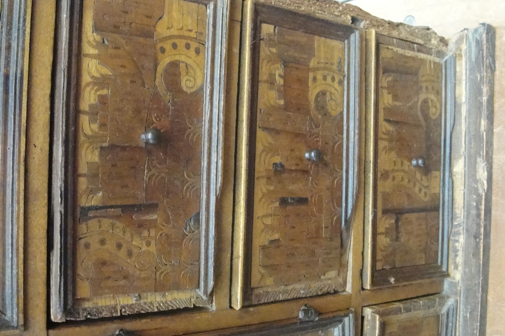 An 18th century Continental pine and inlaid travelling cabinet, - Image 6 of 6