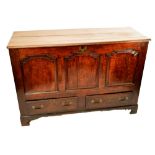 A late 18th century oak blanket box,