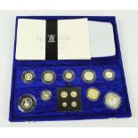 A cased United Kingdom Millennium Edition silver proof thirteen piece coin set,