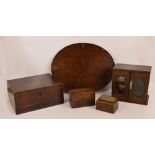 A large 19th century mahogany work box, a smaller mahogany box,