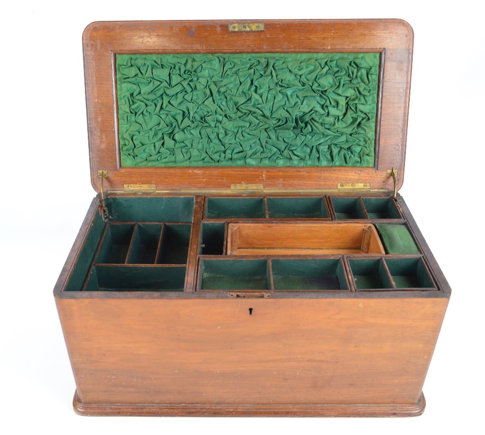 A c.1900 walnut rounded rectangular lidded box with compartmentalised interior, width 50cm. - Image 2 of 2