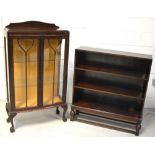 A 20th century mahogany astragal glazed twin-door display cabinet on ball and claw feet,