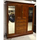 An Edwardian Maple & Co mahogany and inlaid Sheraton-style compactum wardrobe, width approx 200cm.