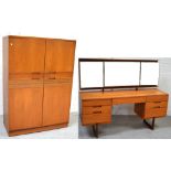 A retro Uniflex kneehole triple mirror back dressing table,