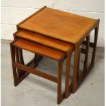 A nest of three vintage teak G-Plan tables, width of largest 54cm.