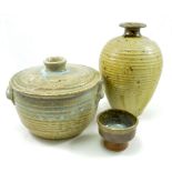 MICHAEL BUCKLAND for Green Dene Pottery; a stoneware bottle vase and casserole,