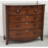 A Victorian mahogany two-over-three chest of drawers with ivory escutcheons throughout, width 122cm.