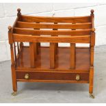 A Bevan Funnell Ltd for Reprodux reproduction yew four-section Canterbury with single drawer raised