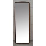 A retro Ercol-style mirror, height 95cm.