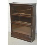 A 20th century Globe-Wernicke style three-section stacking bookcase, width 87cm.