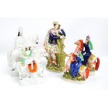 Five 19th century Staffordshire figures including two different size versions of 'Empress of