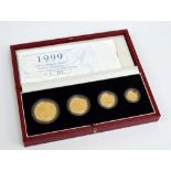 A cased 1999 Britannia Collection gold proof four coin set, comprising £100, £50, £25 and £10,