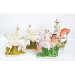 Four 19th century Staffordshire figures, all mounted upon horseback, comprising GNL Codrington,