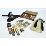 A collection of militaria including a Victoria South Africa medal with three clasps for Cape Colony,