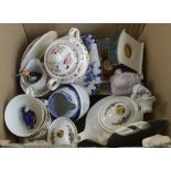 A quantity of mixed ceramics including a Shelley cruet on a saucer, other Shelley items,