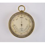 A late 19th century brass cased pocket barometer with silvered dial,