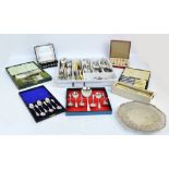 A quantity of silver plated items including a Mappin & Webb pierced dish on circular foot,