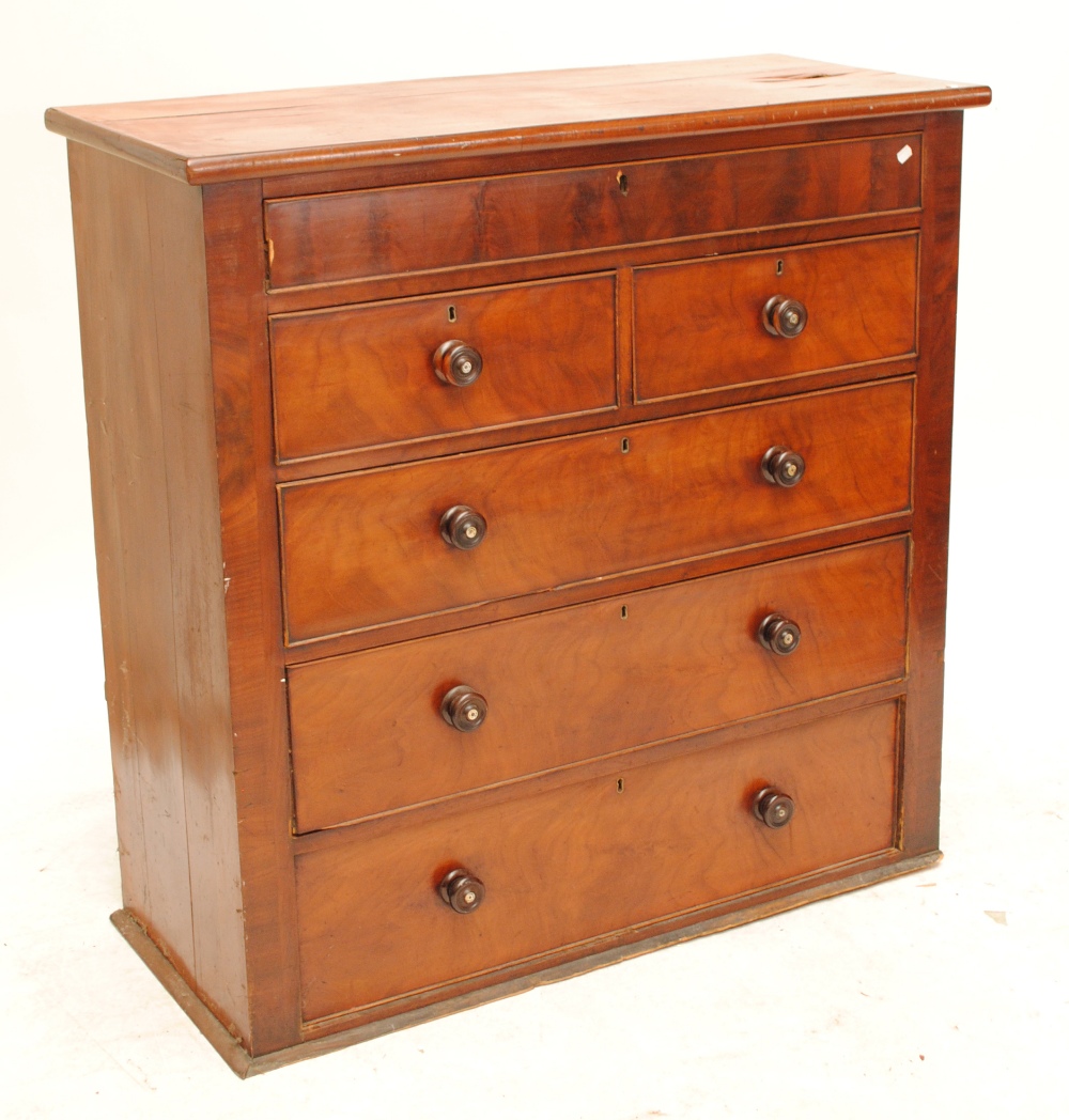 A mahogany chest of drawers one long above two short and further two long drawers, width 120cm.