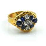 FABIO GIORGIO; an 18ct yellow gold diamond and sapphire ring, size L, approx 7.