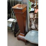 An Edwardian mahogany and inlaid jardinière stand of square tapering form,