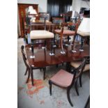 A group of nine 19th century dining chairs, all with bar backs and padded seats.