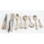 MAPPIN & WEBB; a silver plated six piece cutlery set to include six main forks and knives,