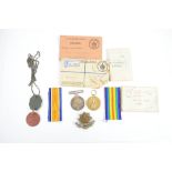 A WWI British War Medal and Victory Medal awarded to 56071 PTE.W.J.BRANCH.CHES.R.