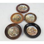 Five 19th century Staffordshire Pratt type circular pot lids; Strasbourg,