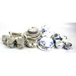 A Royal Doulton 'Springtime' part tea set and a Coalport floral decorated blue and white part tea