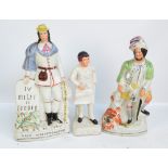 Three large 19th century Staffordshire figures 'Dick Whittington',