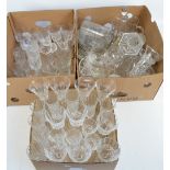 Three boxes of assorted clear glass ware,