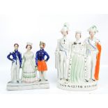 A 19th century Staffordshire figure group 'France, England and Turkey', modelled as Napoleon III,