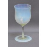 JAMES POWELL WHITEFRIARS: a straw opal glass with bell shaped slightly dimpled bowl,